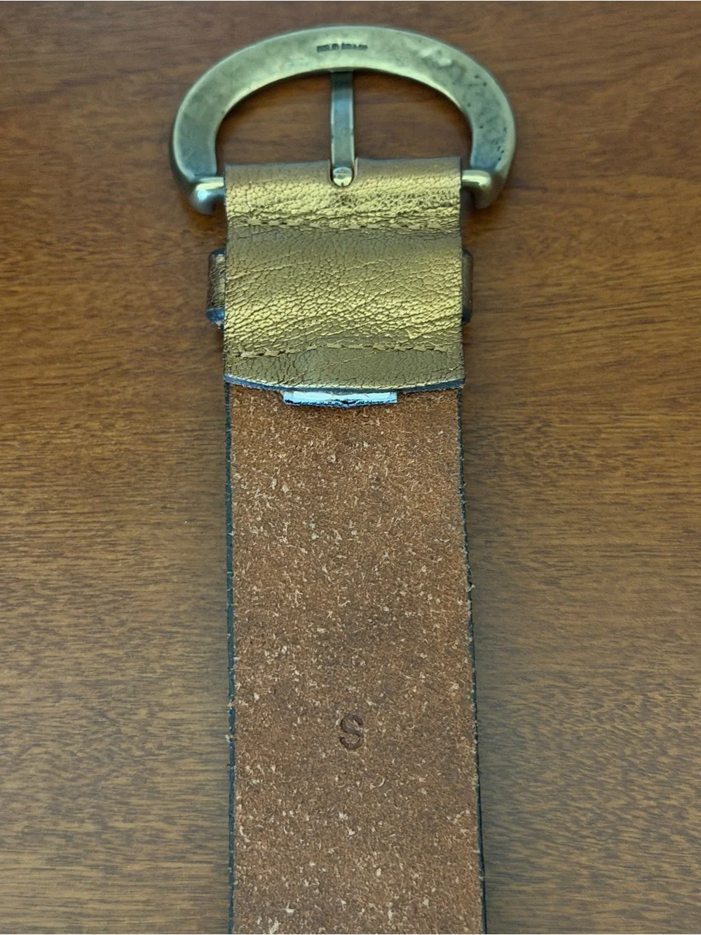 J. Crew Metallic Gold Leather Belt with Brass Buckle